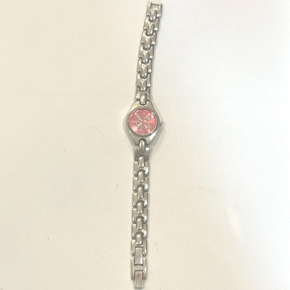 FMD‎ Pink Butterfly Dial Silver Tone Link Bracelet Watch FMDWS059 Japan Movt